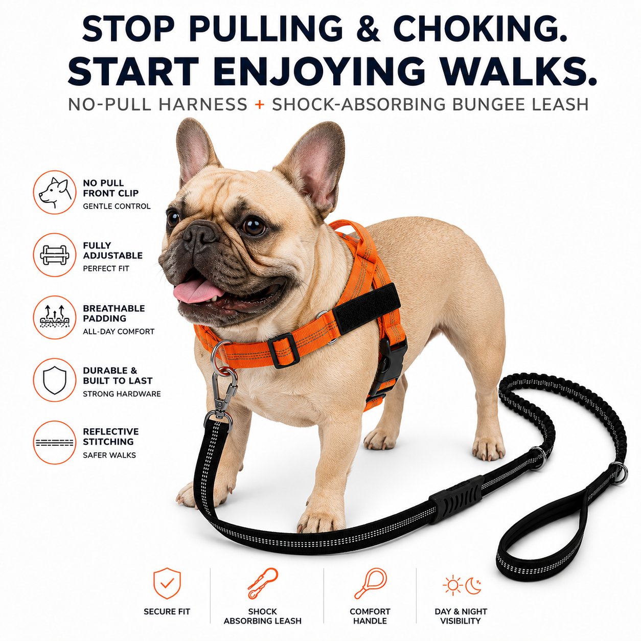 Harness & Leash Orange XS